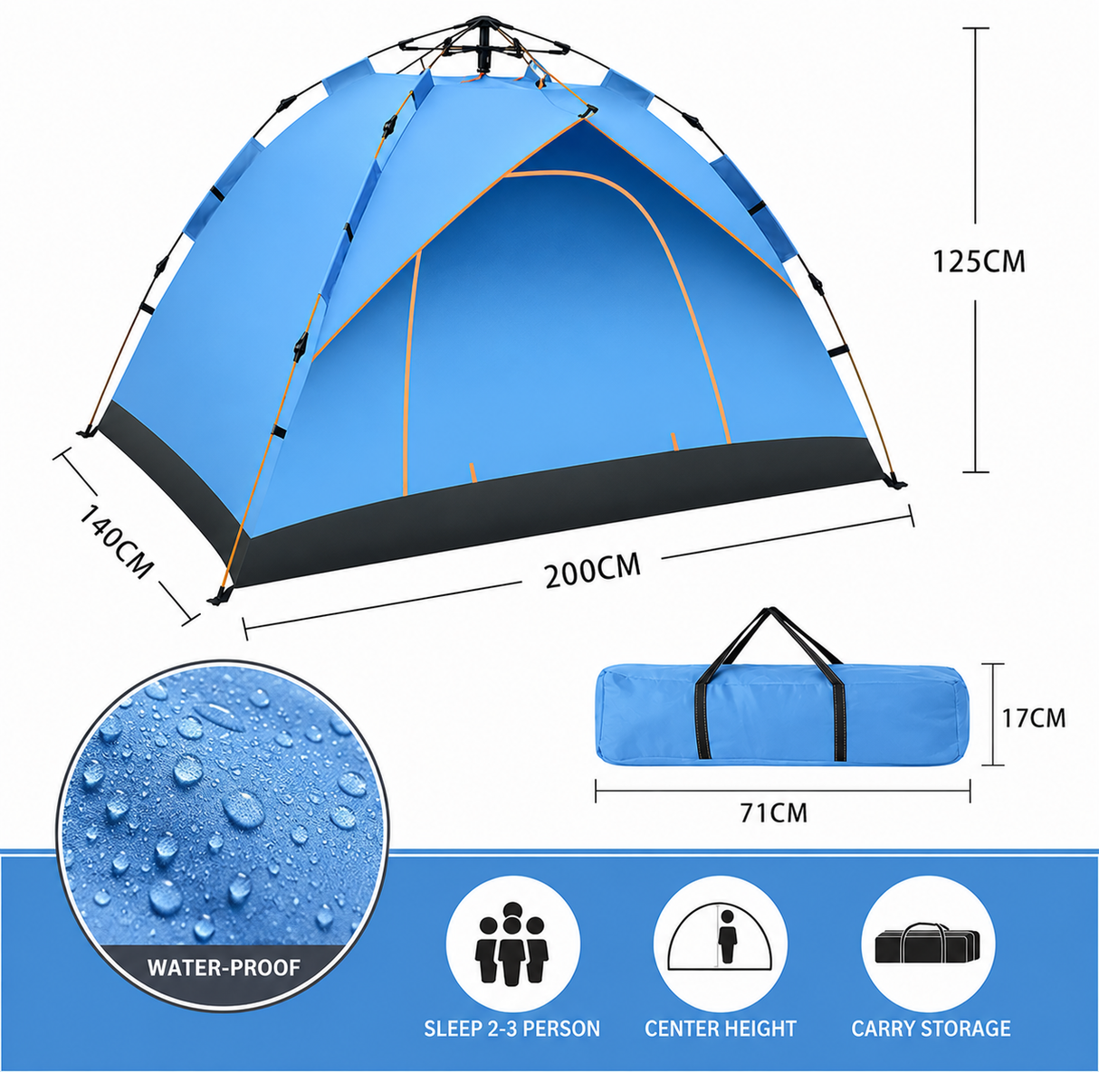 RezReady Camping Tent 1-2 Persons – Four-Season, Waterproof & Quick to Open