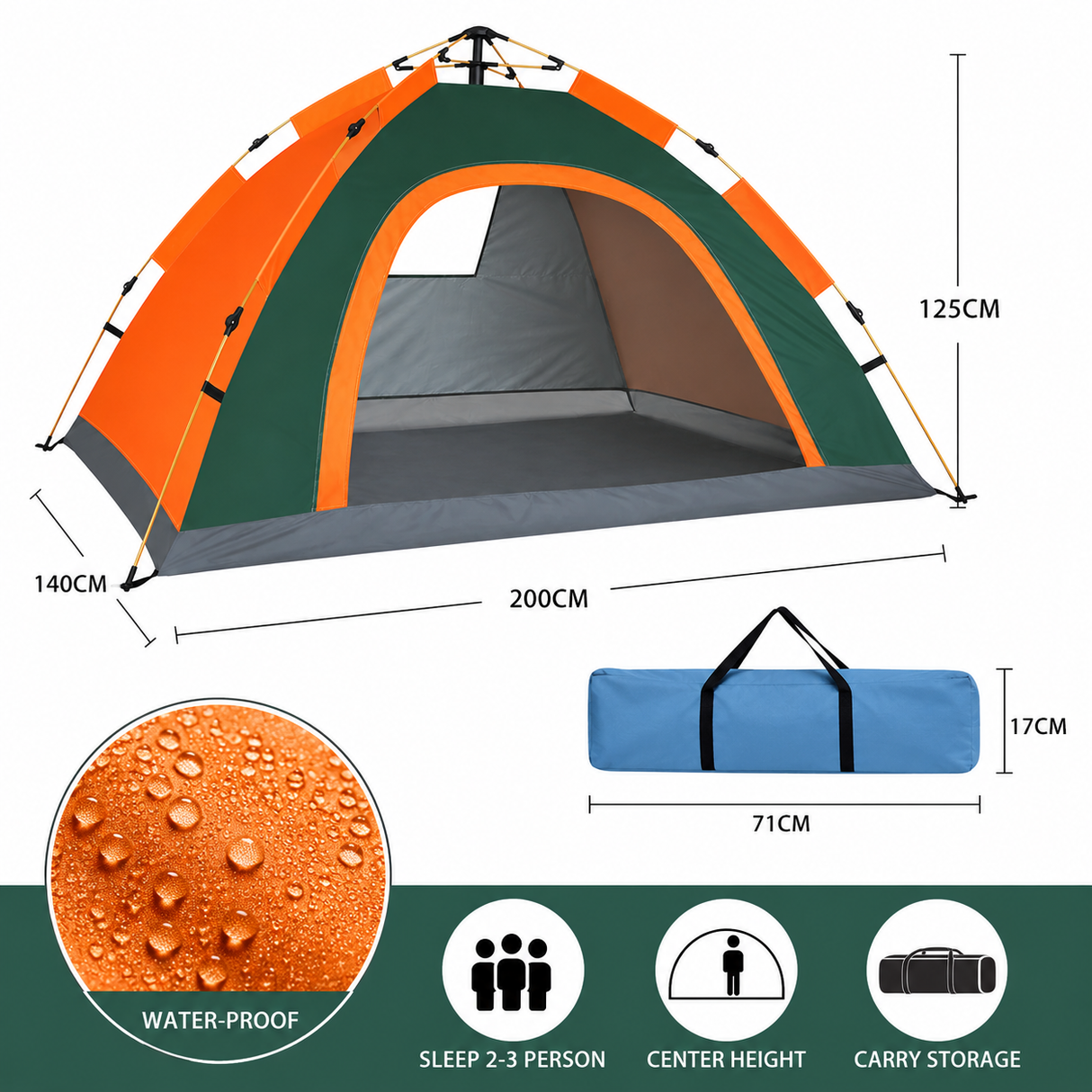 RezReady Camping Tent 1-2 Persons – Four-Season, Waterproof & Quick to Open