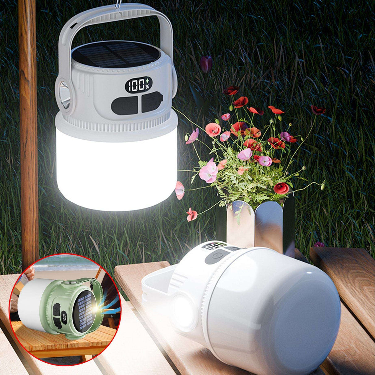 LED Camping Lantern - Rechargeable Solar Powered
