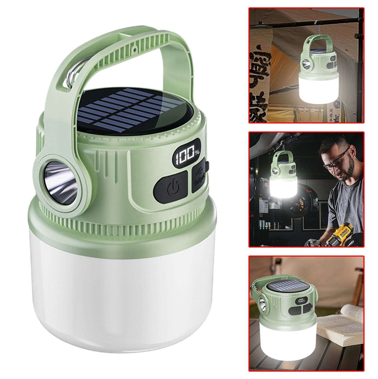 LED Camping Lantern - Rechargeable Solar Powered