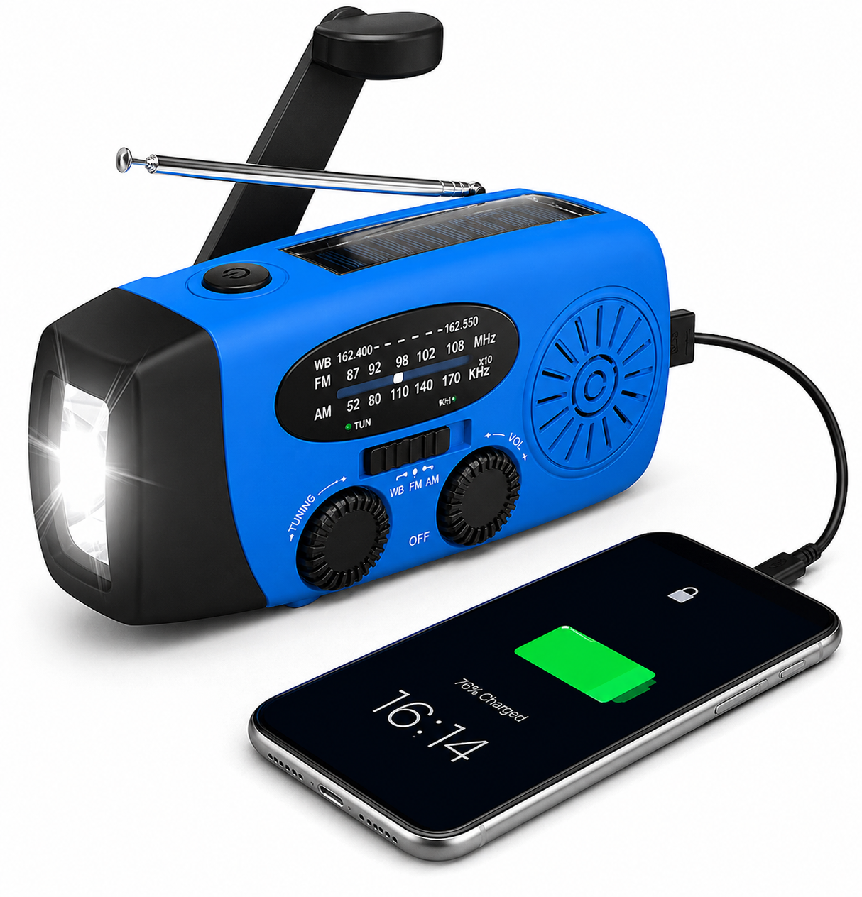 Entry-level Emergency Radio AM/FM – Compact 2,000mAh Power Bank – Solar, Dynamo & LED Flashlight