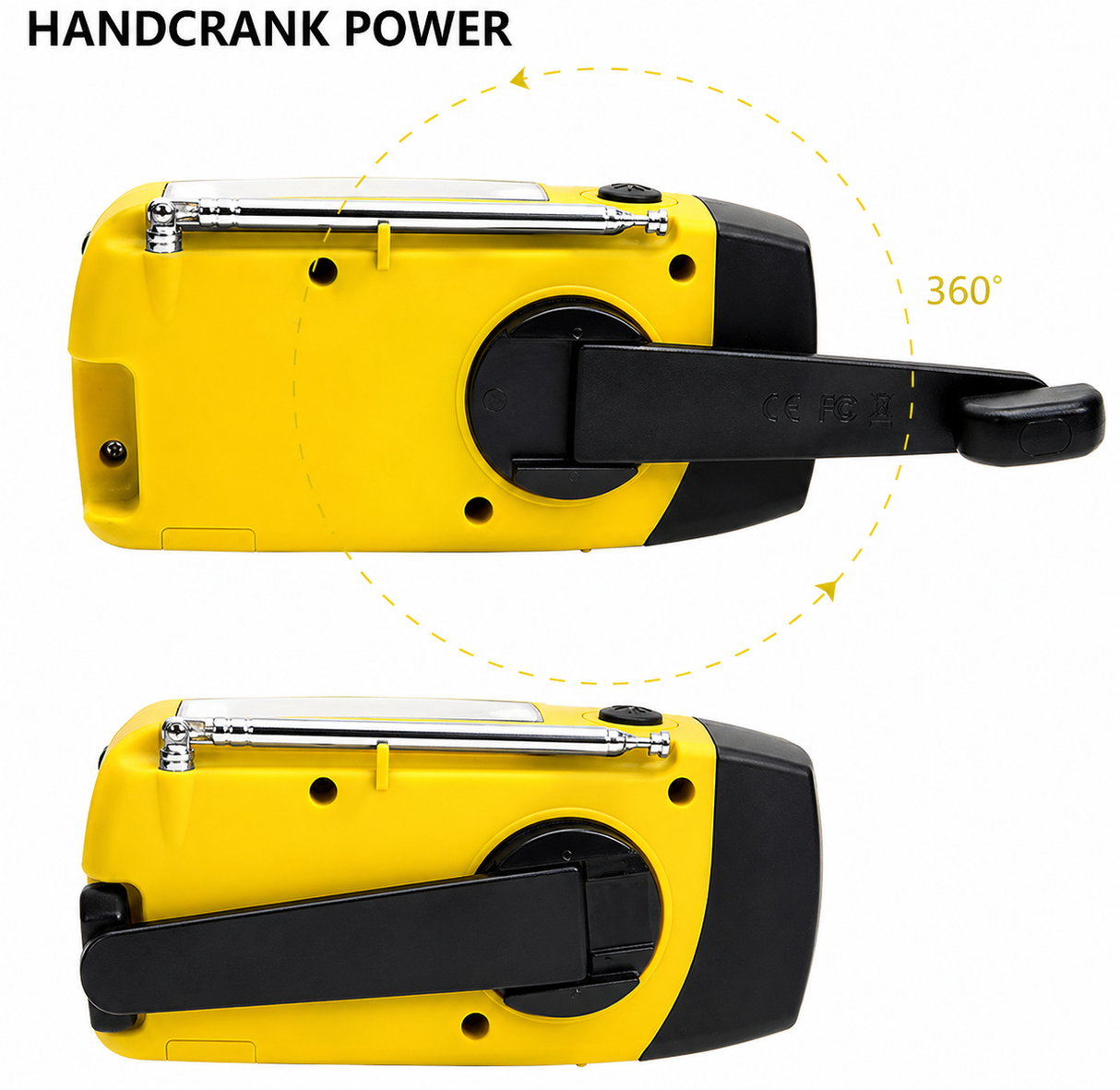 Entry-level Emergency Radio AM/FM – Compact 2,000mAh Power Bank – Solar, Dynamo & LED Flashlight