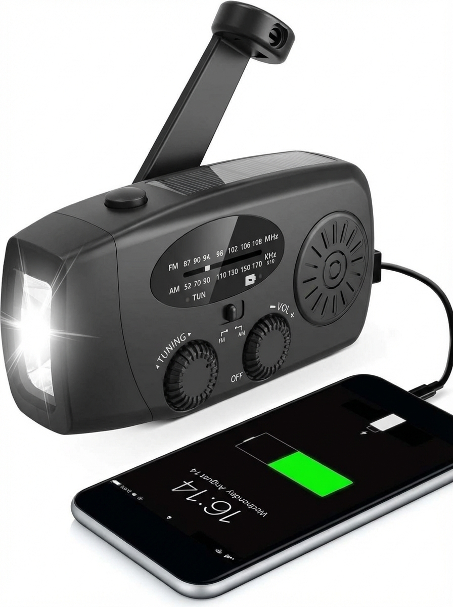 Entry-level Emergency Radio AM/FM – Compact 2,000mAh Power Bank – Solar, Dynamo & LED Flashlight