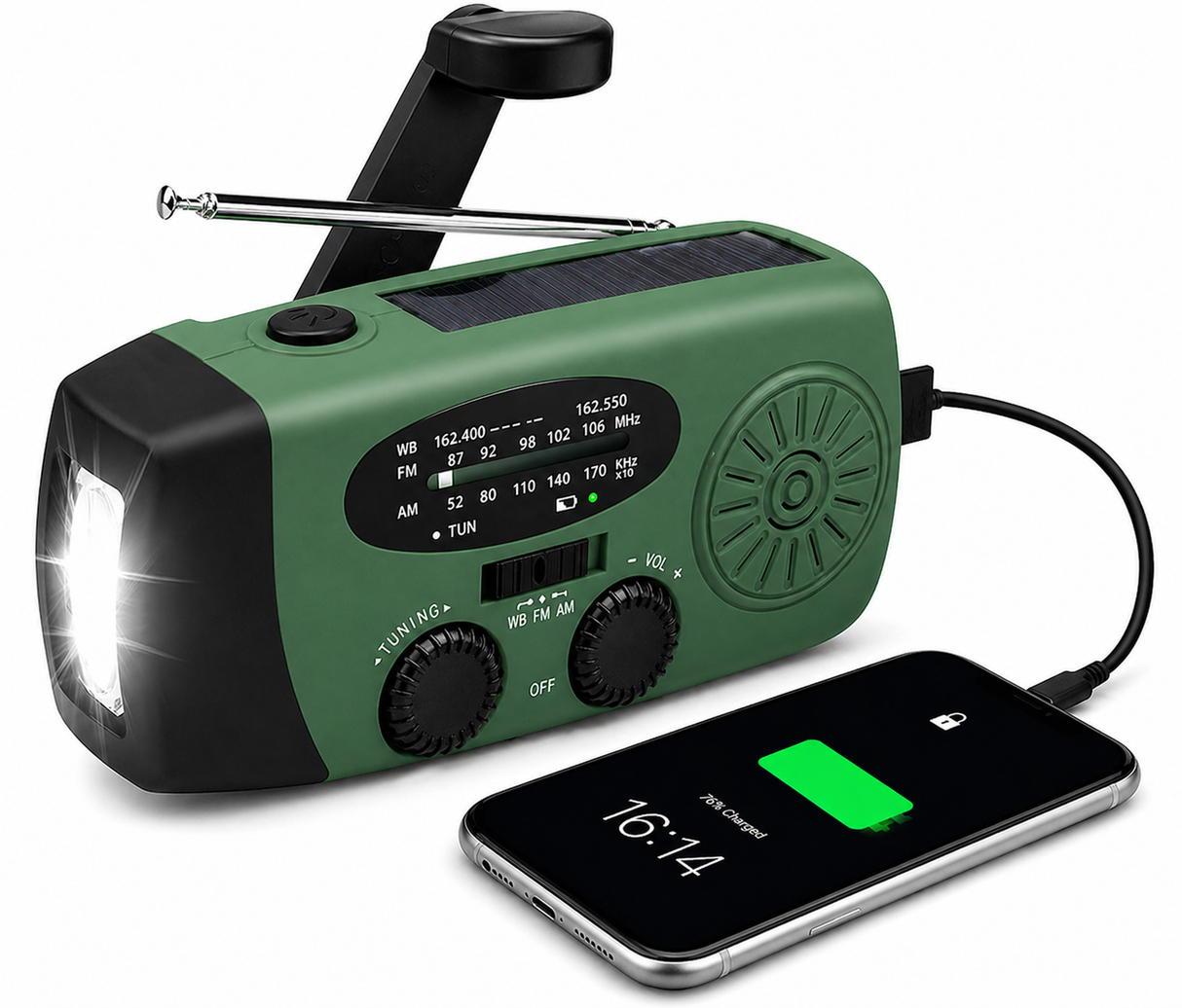 RezReady Noodpakket 4-in-1: 145-delig Overlevingsset Groen & Noodradio, Waterfilter & Campingkachel