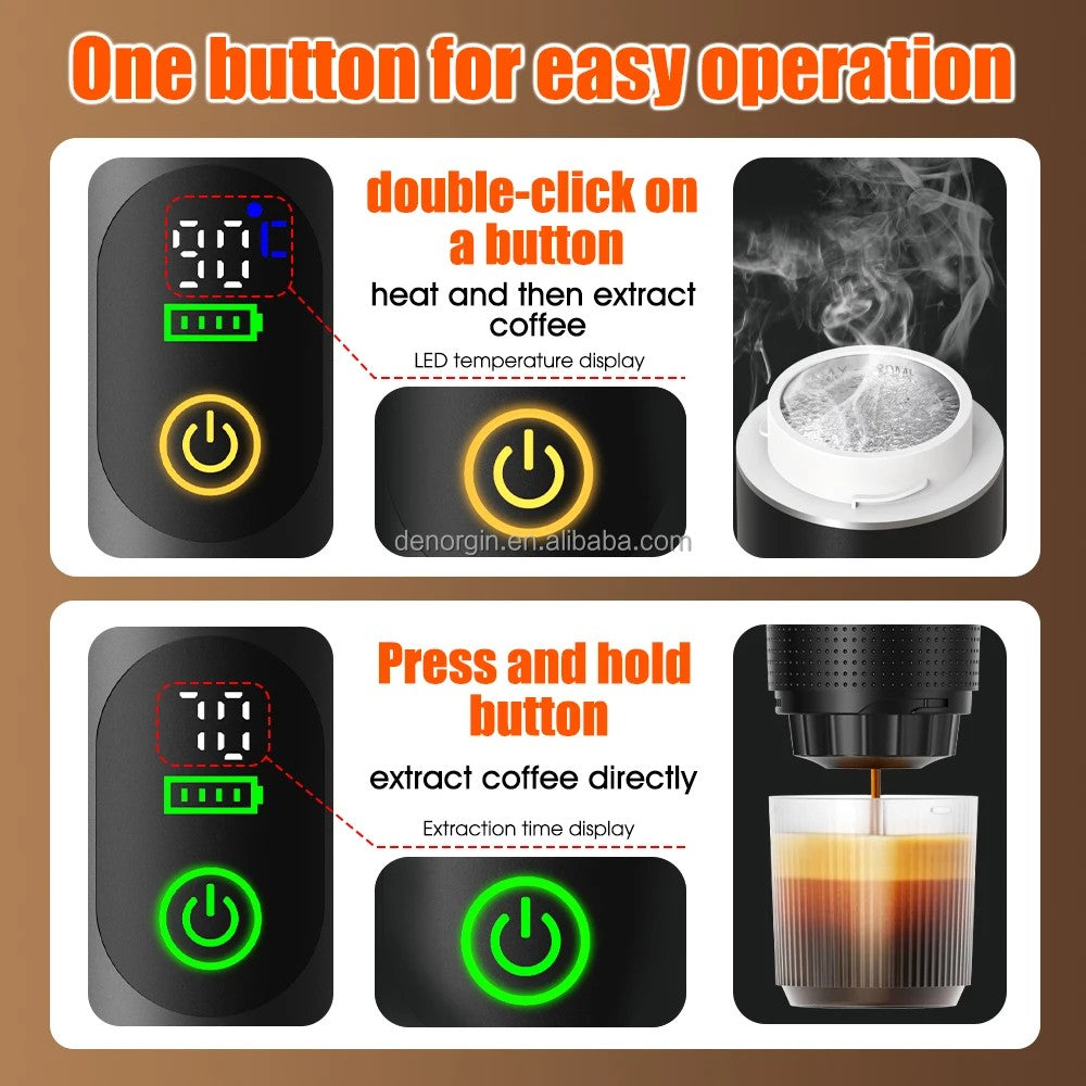 Brewezza Portable Koffiezetapparaat – Compact & Lichtgewicht – USB Oplaadbaar – Ideaal voor Reizen & Outdoor